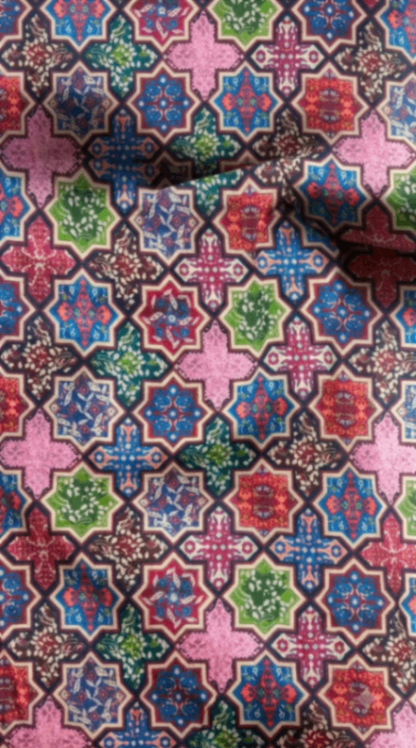 Linen Silk Printed Fabric
