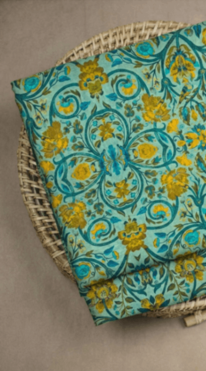Linen Silk Printed Fabric