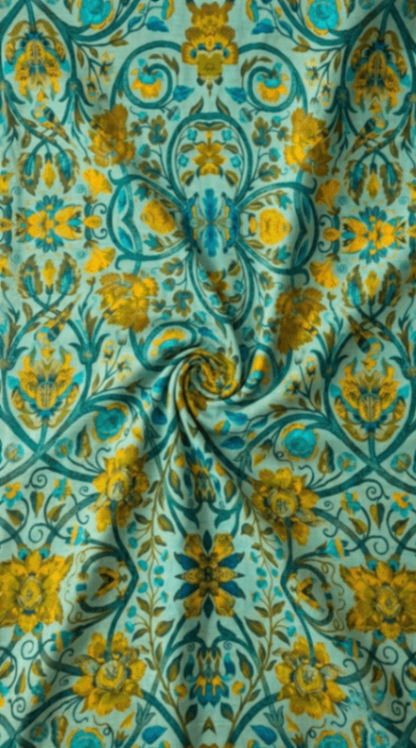 Linen Silk Printed Fabric