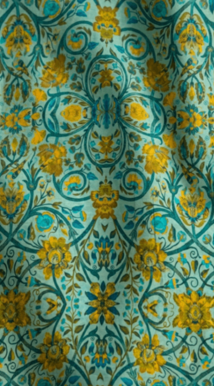 Linen Silk Printed Fabric