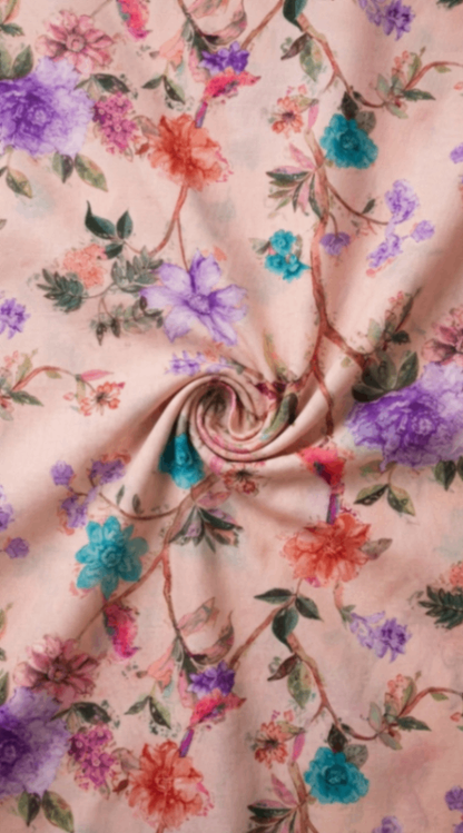 Linen Silk Printed Fabric