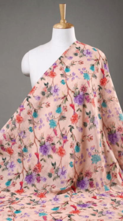 Linen Silk Printed Fabric