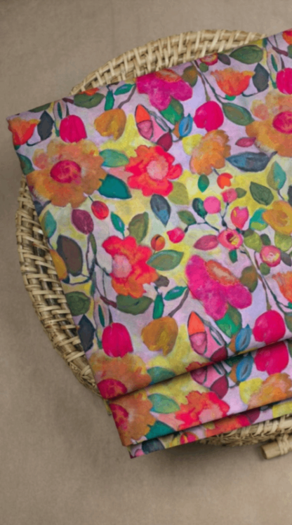 Linen Silk Printed Fabric