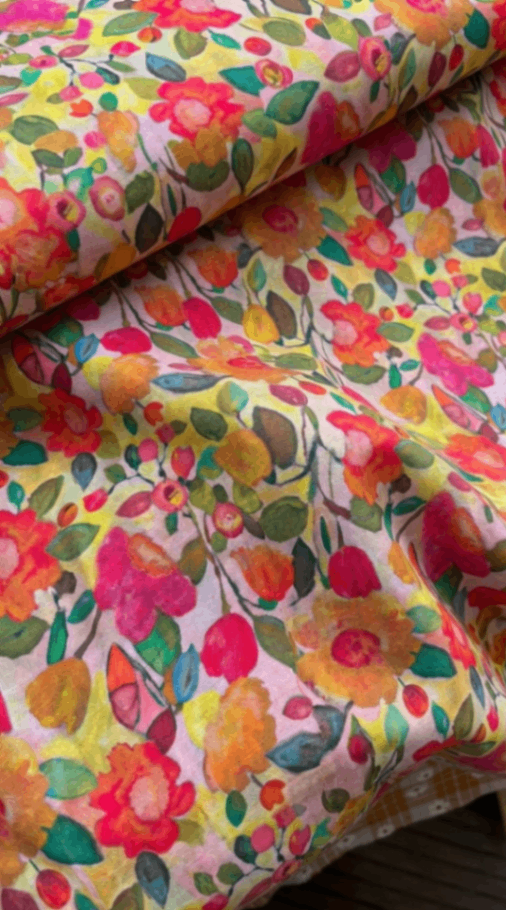 Linen Silk Printed Fabric