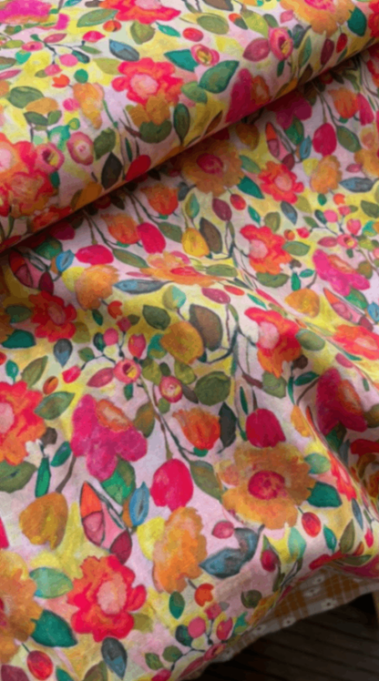Linen Silk Printed Fabric