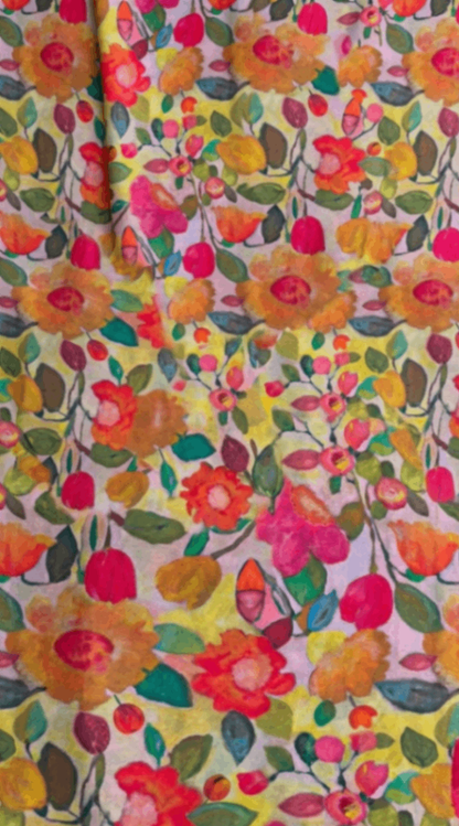 Linen Silk Printed Fabric
