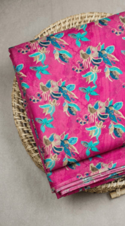 Linen Silk Printed Fabric