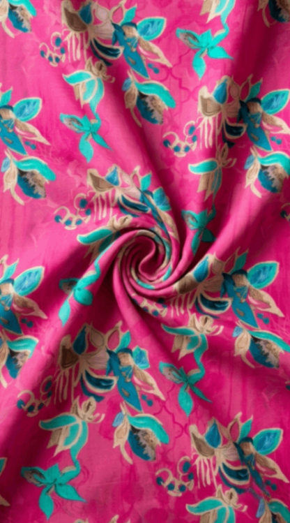 Linen Silk Printed Fabric