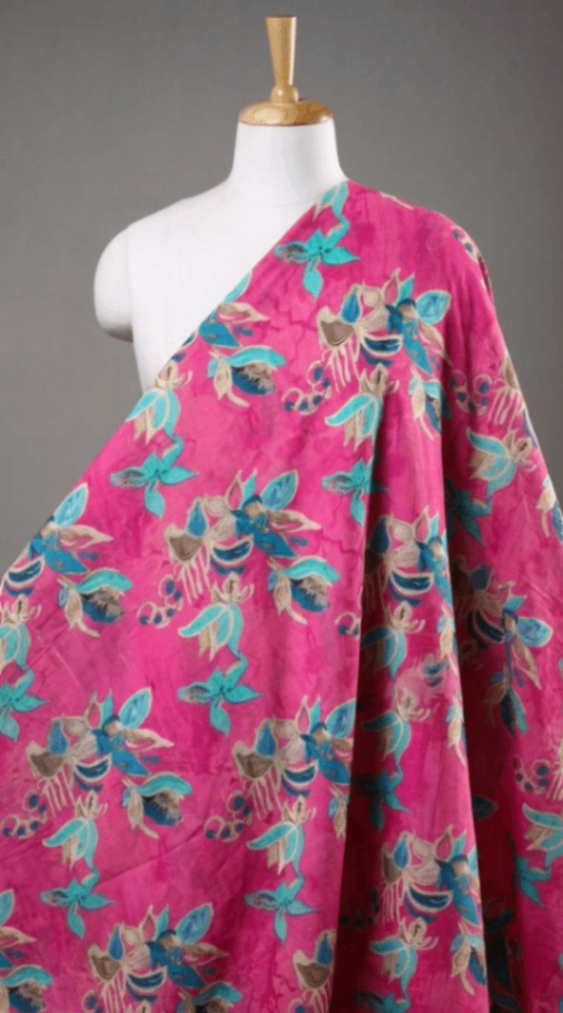 Linen Silk Printed Fabric