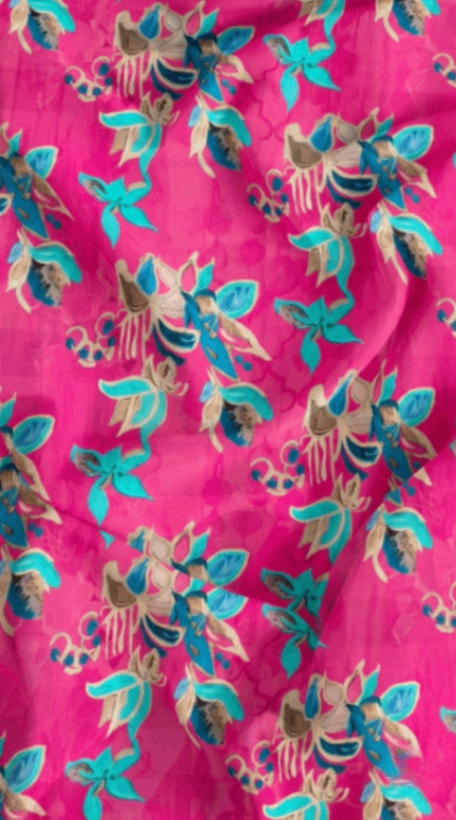 Linen Silk Printed Fabric