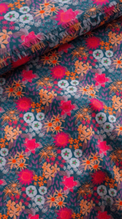 Linen Silk Printed Fabric