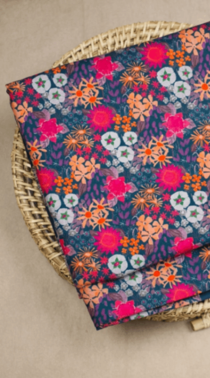 Linen Silk Printed Fabric