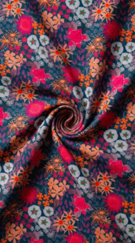 Linen Silk Printed Fabric