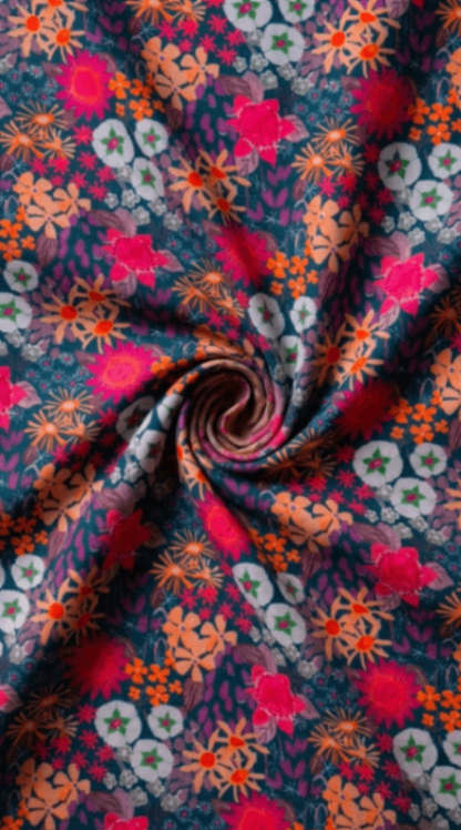 Linen Silk Printed Fabric