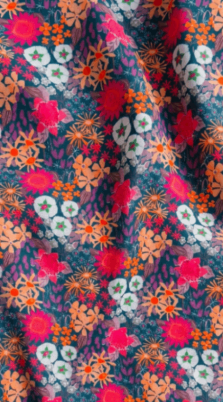 Linen Silk Printed Fabric