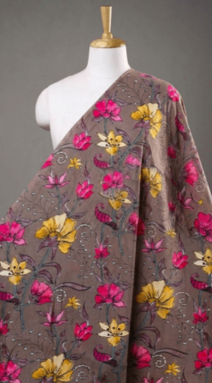 Linen Silk Printed Fabric
