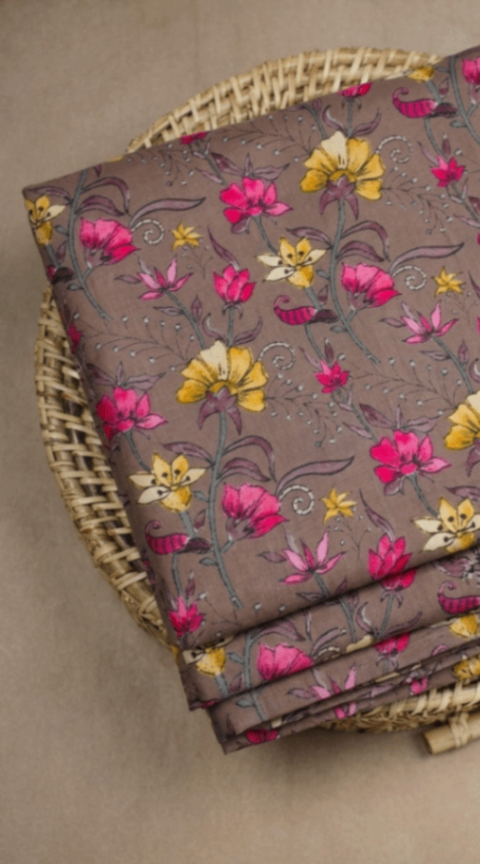 Linen Silk Printed Fabric