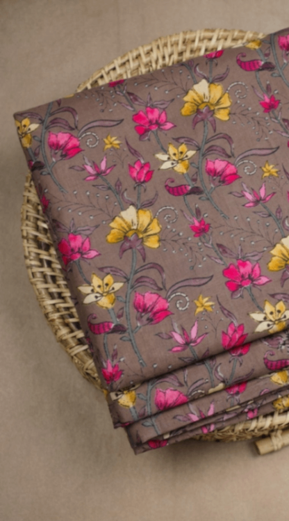 Linen Silk Printed Fabric