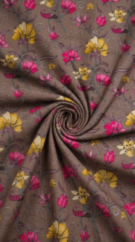 Linen Silk Printed Fabric
