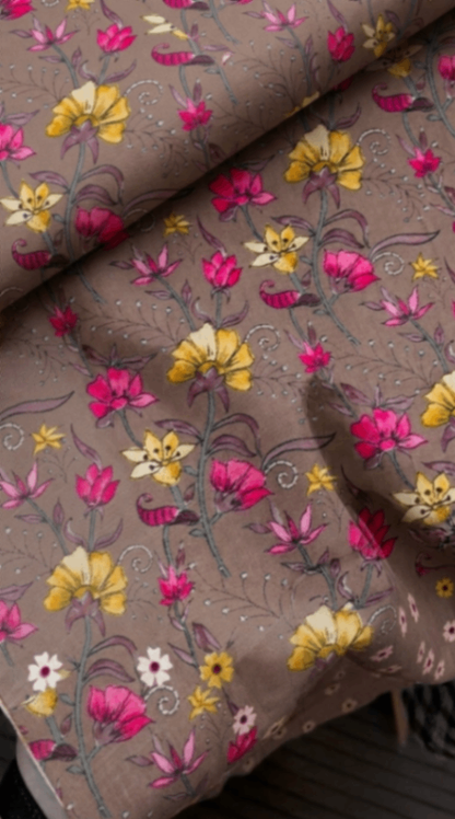 Linen Silk Printed Fabric