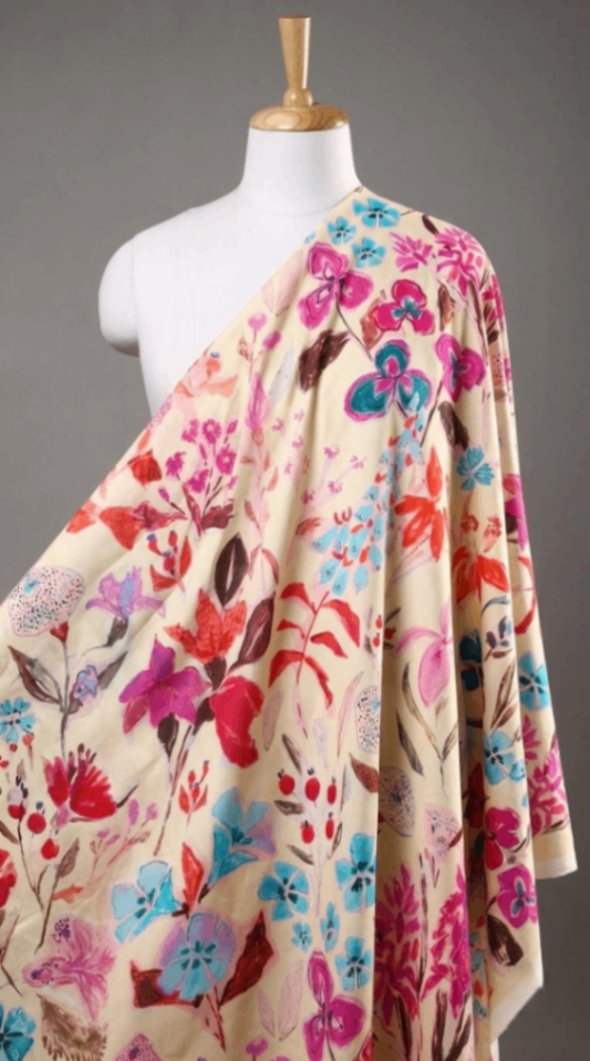 Linen Silk Printed Fabric