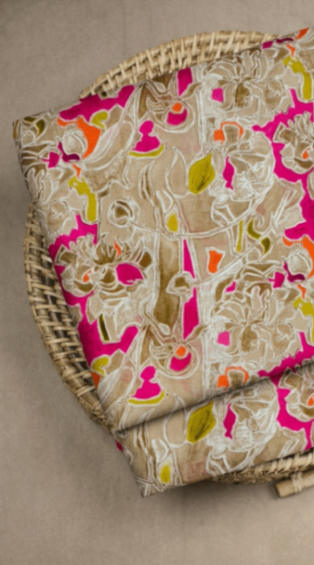 Linen Silk Printed Fabric