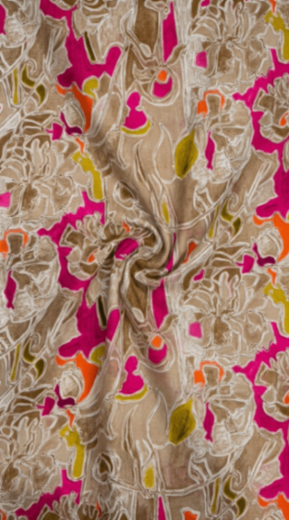 Linen Silk Printed Fabric