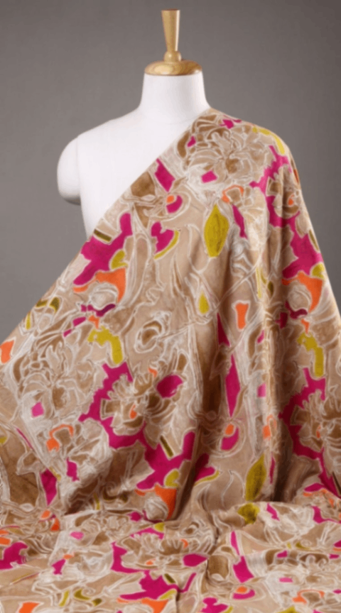 Linen Silk Printed Fabric