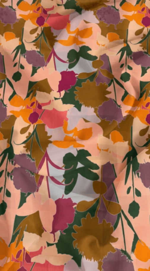 Linen Silk Printed Fabric