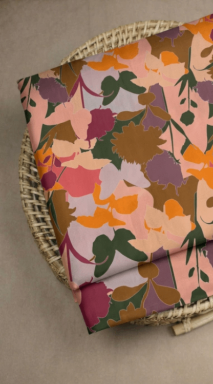 Linen Silk Printed Fabric