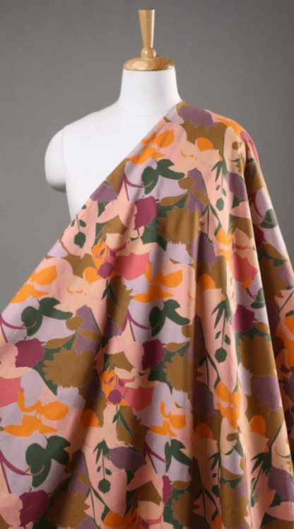 Linen Silk Printed Fabric