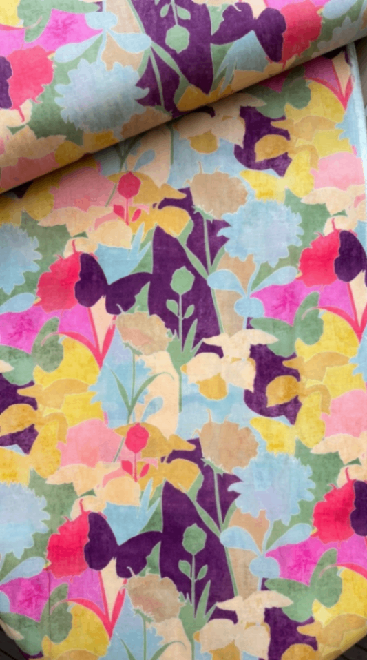 Linen Silk Printed Fabric