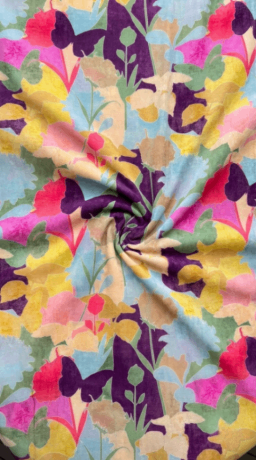 Linen Silk Printed Fabric