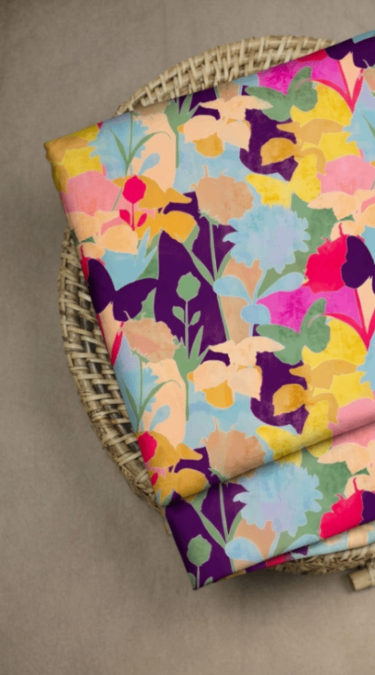 Linen Silk Printed Fabric