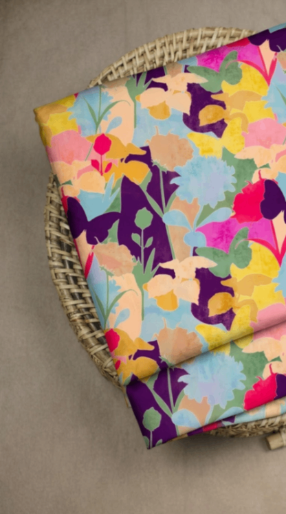 Linen Silk Printed Fabric