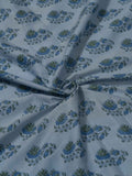 Unisex Cadet Blue Leaf Printed Pure Cotton Kurta Fabric & White Pure Cotton Pyjama Fabric (2.5 Meters)