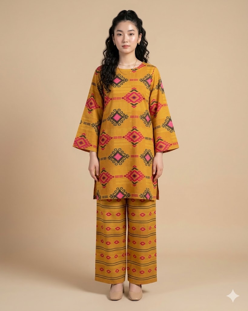 Premium Handpicked Printed Cotton Fabric Set (Top & Bottom: 2.5 Meters Each)
