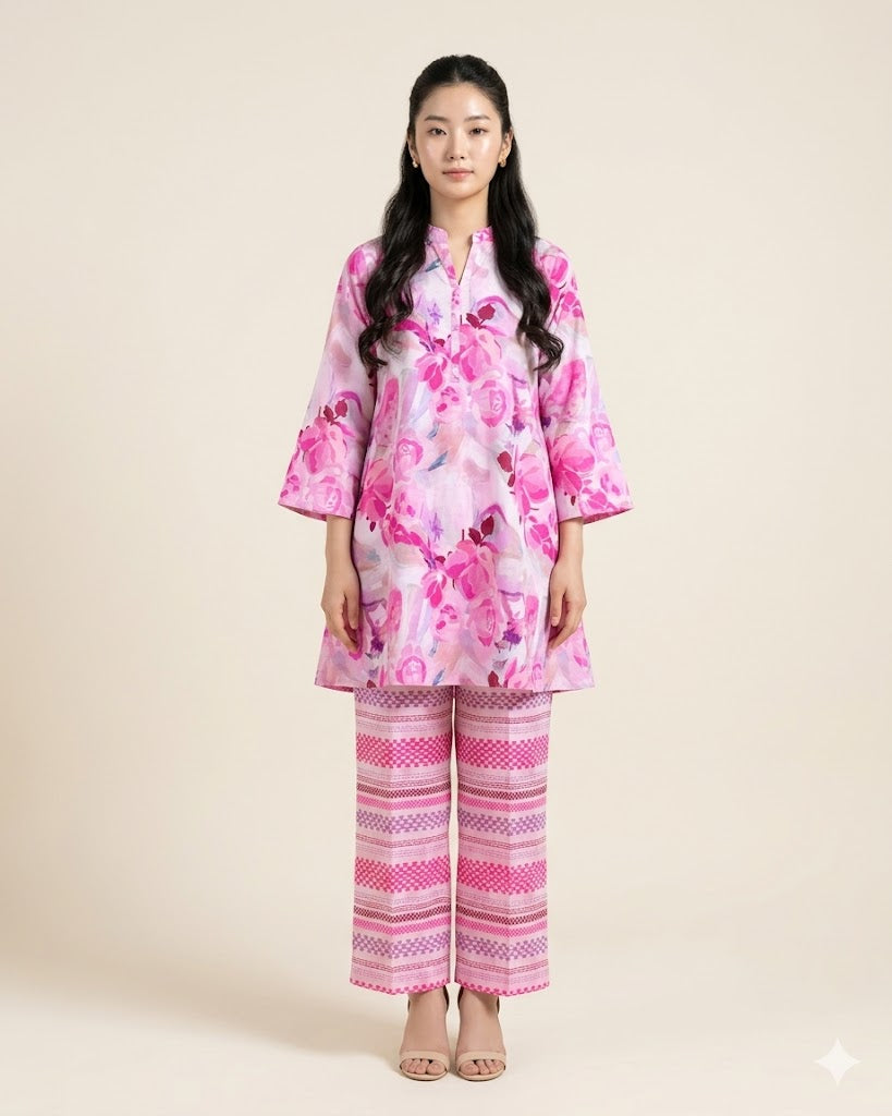 Premium Handpicked Printed Cotton Fabric Set (Top & Bottom: 2.5 Meters Each)