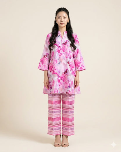 Premium Handpicked Printed Cotton Fabric Set (Top & Bottom: 2.5 Meters Each)