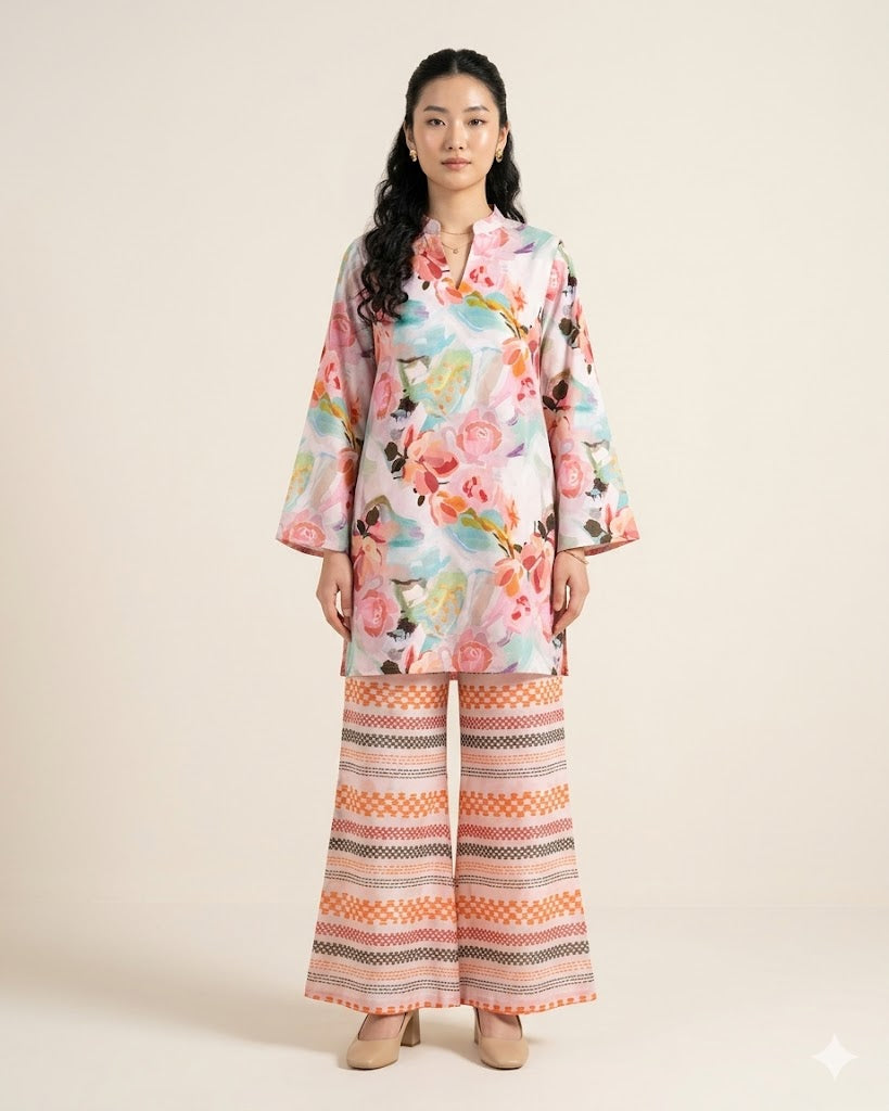 Premium Handpicked Printed Cotton Fabric Set (Top & Bottom: 2.5 Meters Each)
