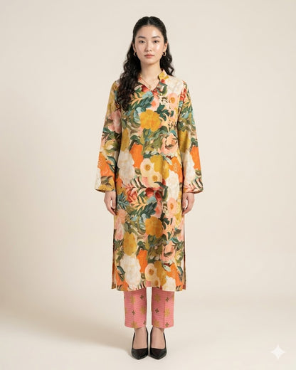 Premium Handpicked Printed Cotton Fabric Set (Top & Bottom: 2.5 Meters Each)