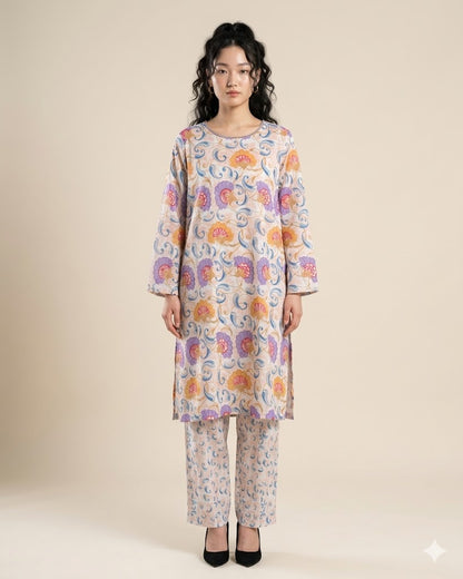 Premium Handpicked Printed Cotton Fabric Set (Top & Bottom: 2.5 Meters Each)