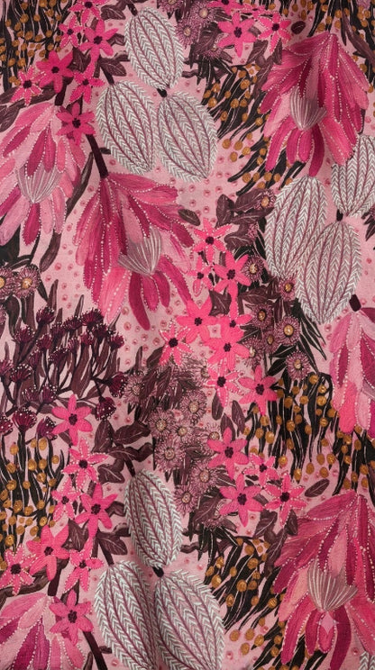 Linen Silk Printed Fabric