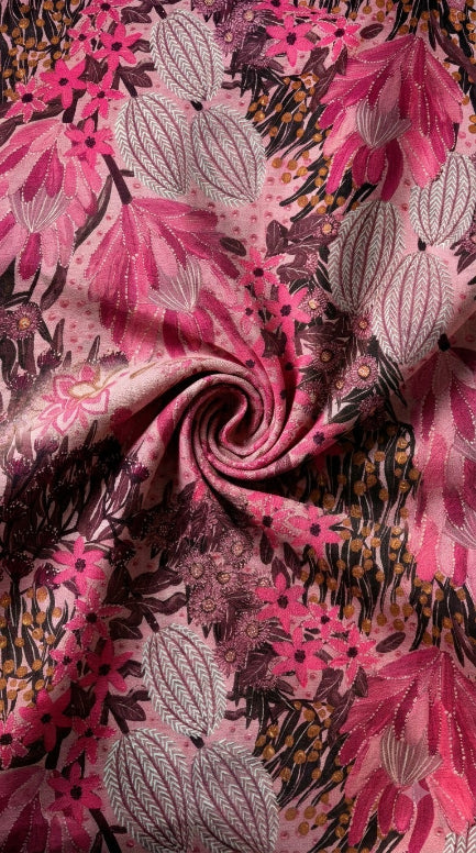 Linen Silk Printed Fabric