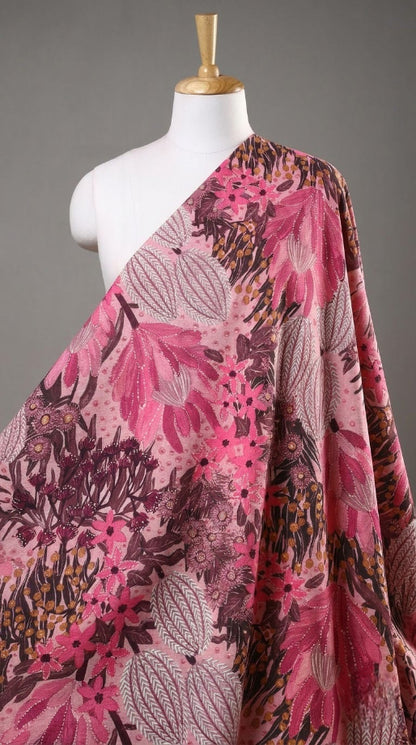 Linen Silk Printed Fabric