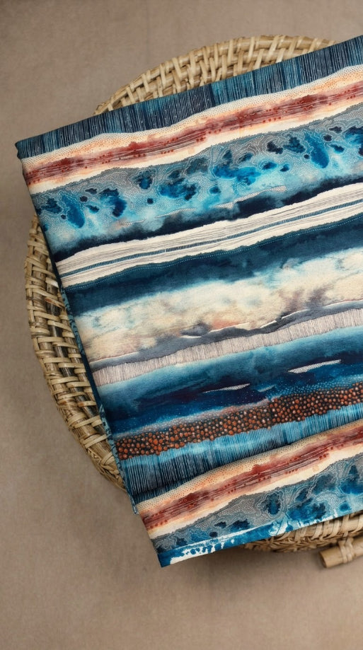 Linen Silk Printed Fabric
