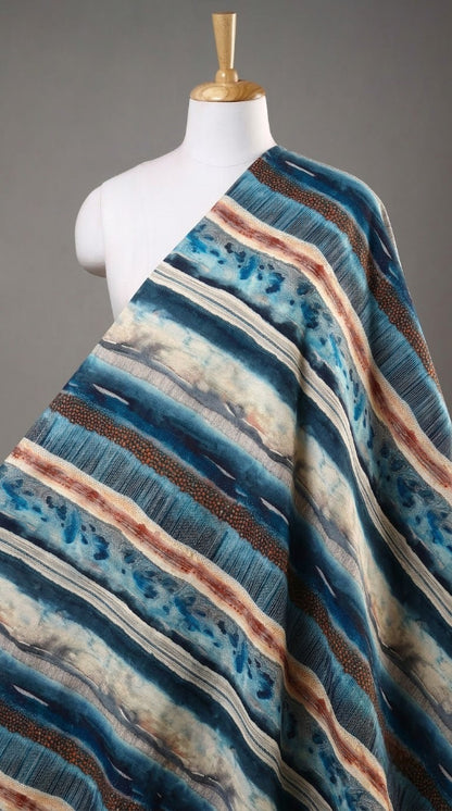 Linen Silk Printed Fabric