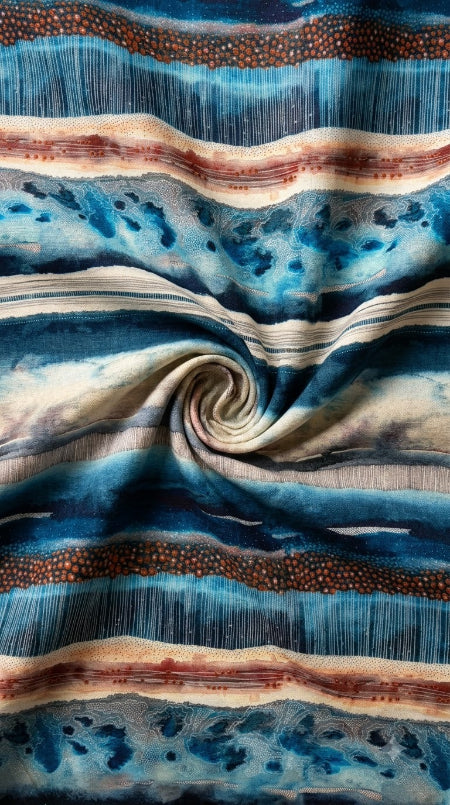 Linen Silk Printed Fabric