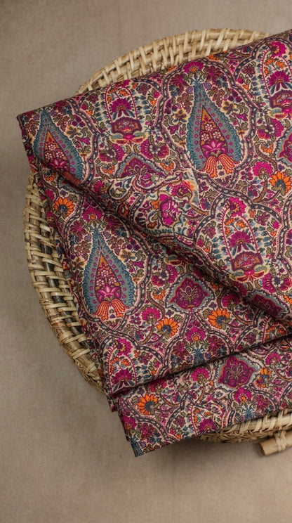 Linen Silk Printed Fabric