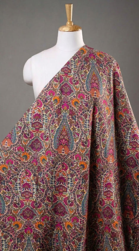 Linen Silk Printed Fabric